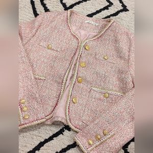 Women's Tweed Jacket Pink Gold Size Medium